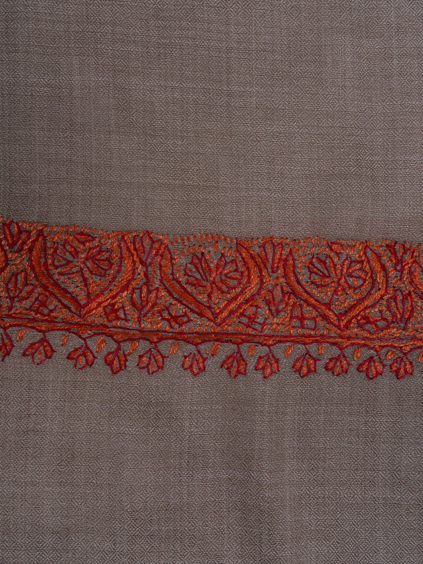 2.5 Yards Sozni Hand Embroidered Shawl in Soft Mink Beige