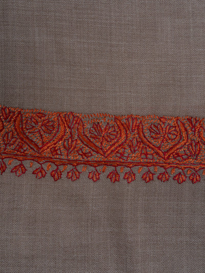 2.5 Yards Sozni Hand Embroidered Shawl in Soft Mink Beige