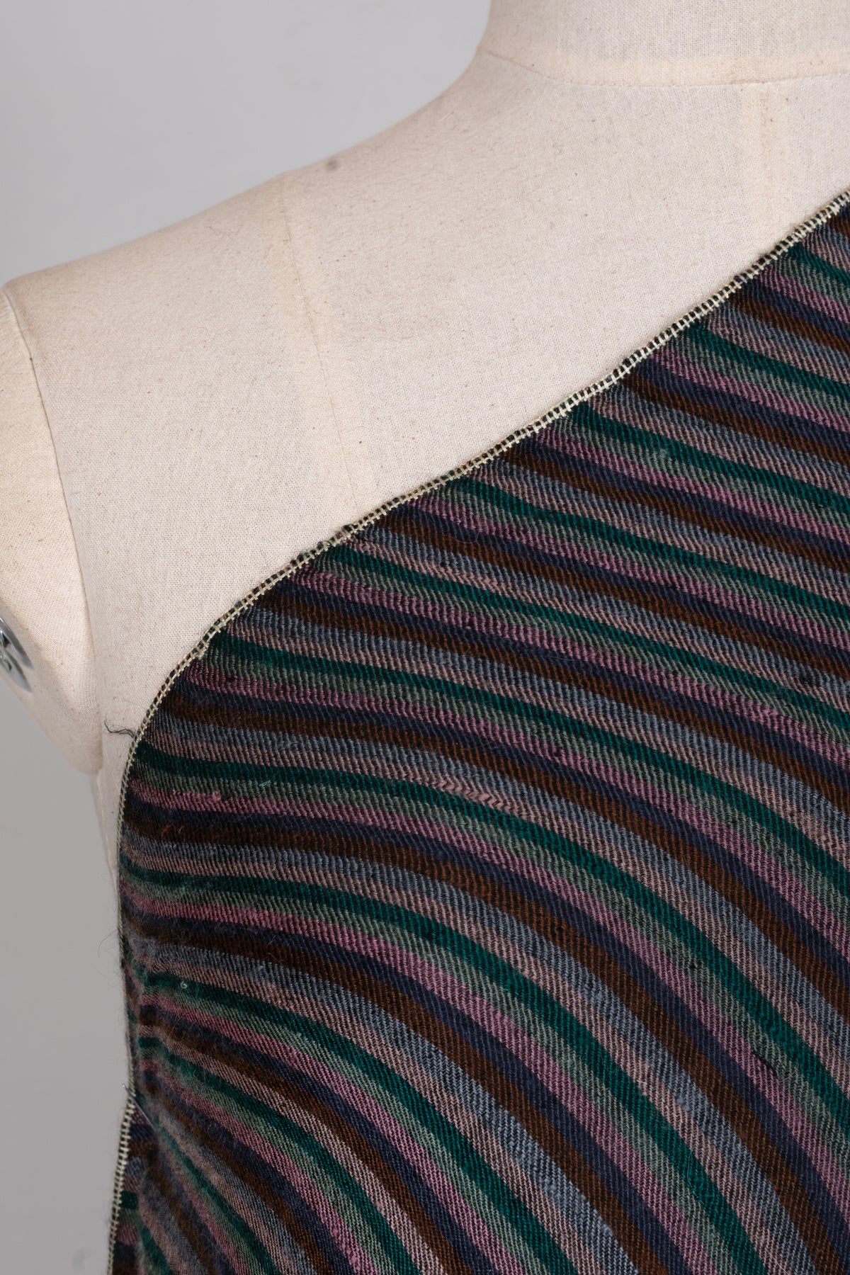 Twilight Stripe Fusion: Pure Pashmina Sozni Hand Embroidered Shawl