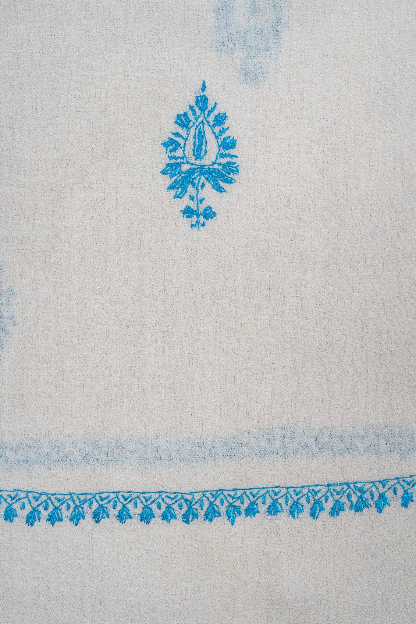 2.5 Yards Sozni Hand Embroidered Shawl in Sapphire Blue Paisley Field