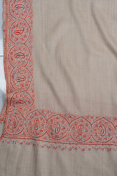 2.5 Yards Sozni Hand Embroidered Shawl in Emerald Green Paisley Spread