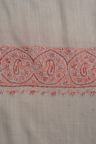 2.5 Yards Sozni Hand Embroidered Shawl in Emerald Green Paisley Spread