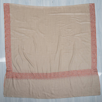 2.5 Yards Sozni Hand Embroidered Shawl in Emerald Green Paisley Spread