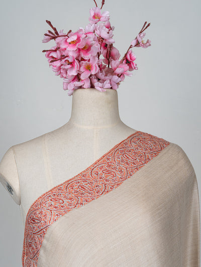 2.5 Yards Sozni Hand Embroidered Shawl in Emerald Green Paisley Spread