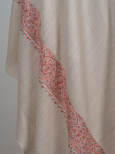 2.5 Yards Sozni Hand Embroidered Shawl in Emerald Green Paisley Spread