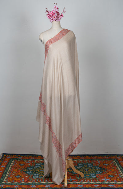 2.5 Yards Sozni Hand Embroidered Shawl in Emerald Green Paisley Spread