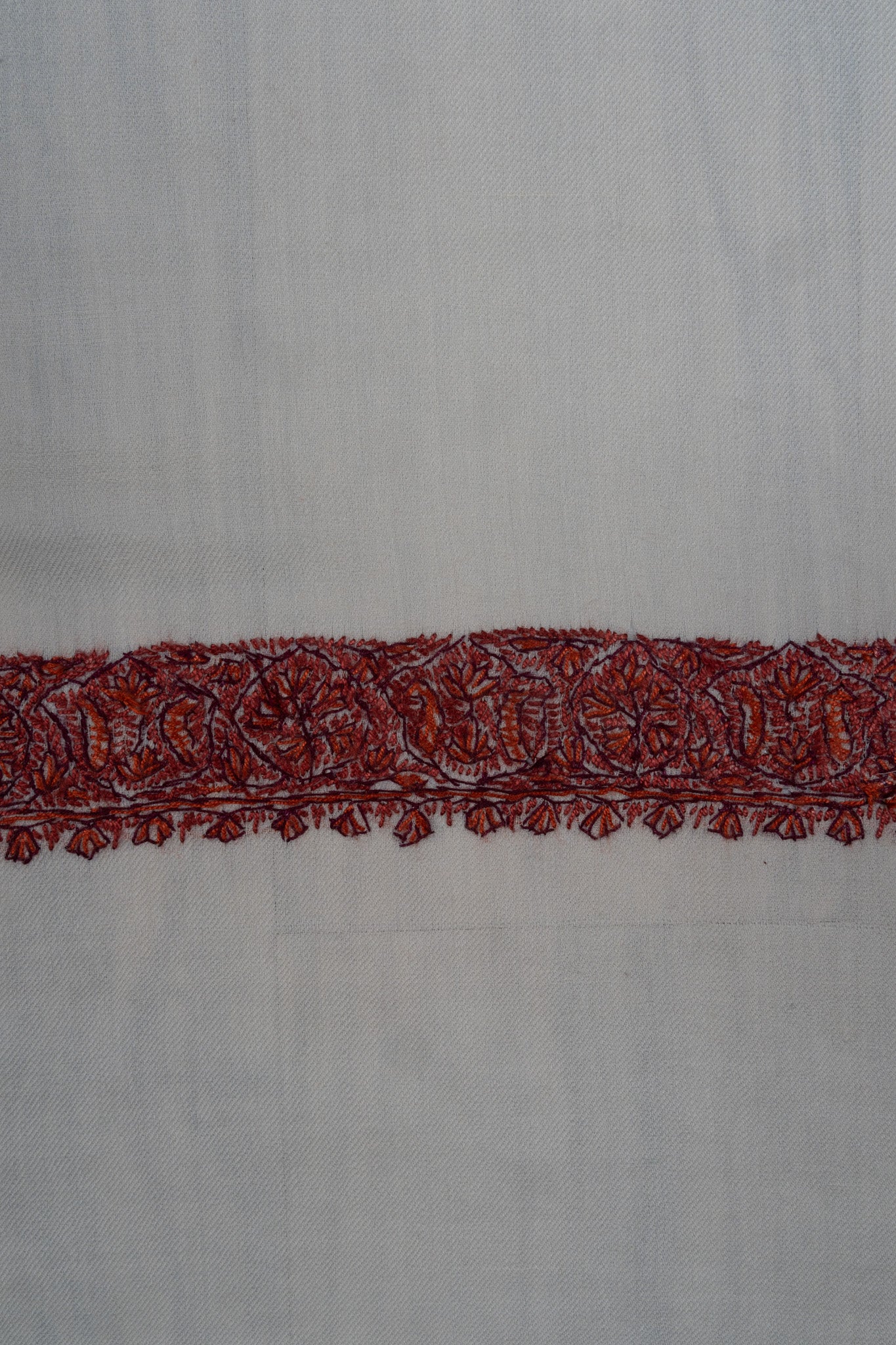Snow Crimson Rumal — Sozni Hand Embroidered