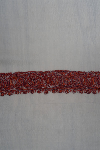 Snow Crimson Rumal — Sozni Hand Embroidered