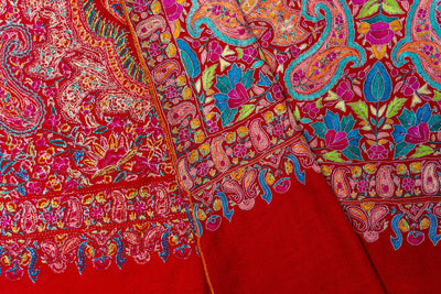 Gul-e-Ra'naa: Pure Pashmina Shawl with Hand-Embroidered (Papier Mache)