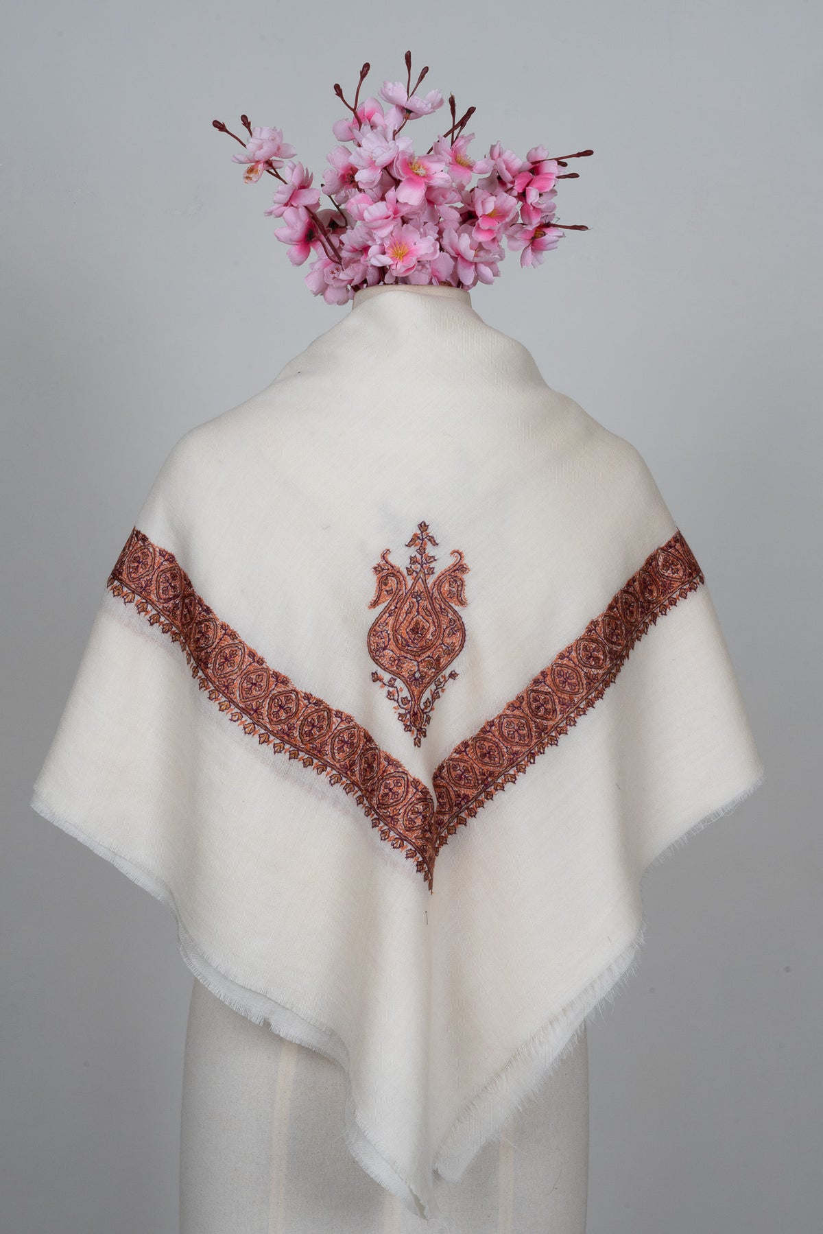 Ivory Cinnamon Rumal — Sozni Hand Embroidered