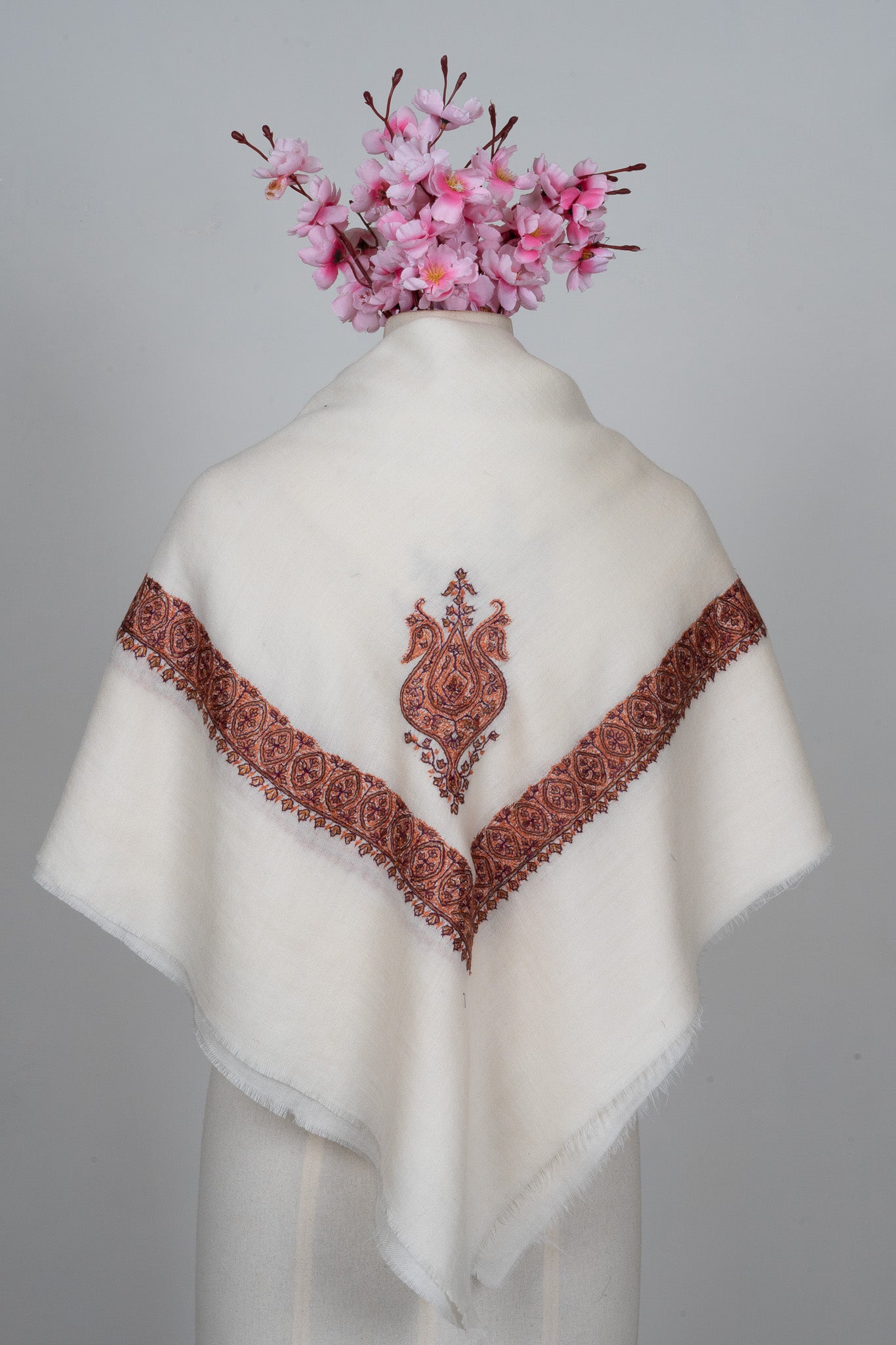 Ivory Cinnamon Rumal — Sozni Hand Embroidered