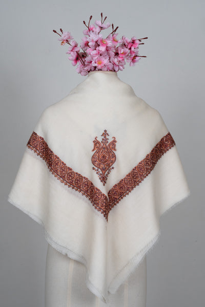 Ivory Cinnamon Rumal — Sozni Hand Embroidered