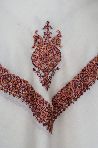 Ivory Cinnamon Rumal — Sozni Hand Embroidered