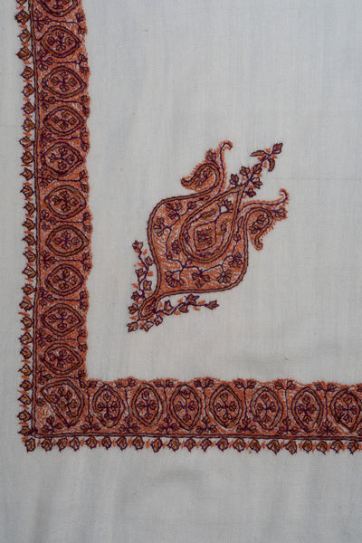 Ivory Cinnamon Rumal — Sozni Hand Embroidered