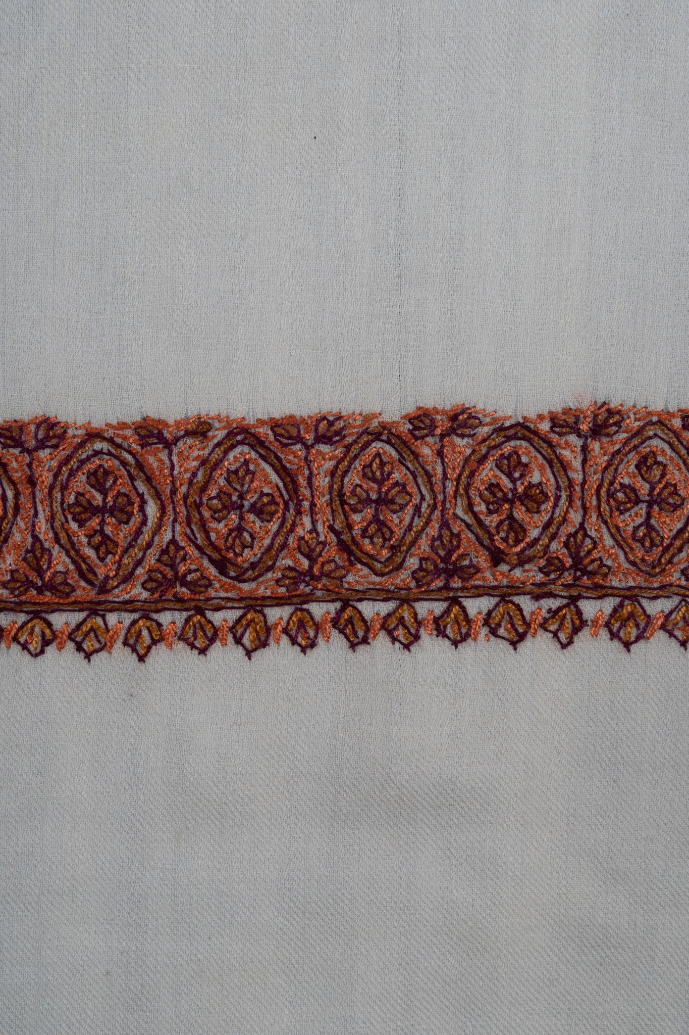 Ivory Cinnamon Rumal — Sozni Hand Embroidered