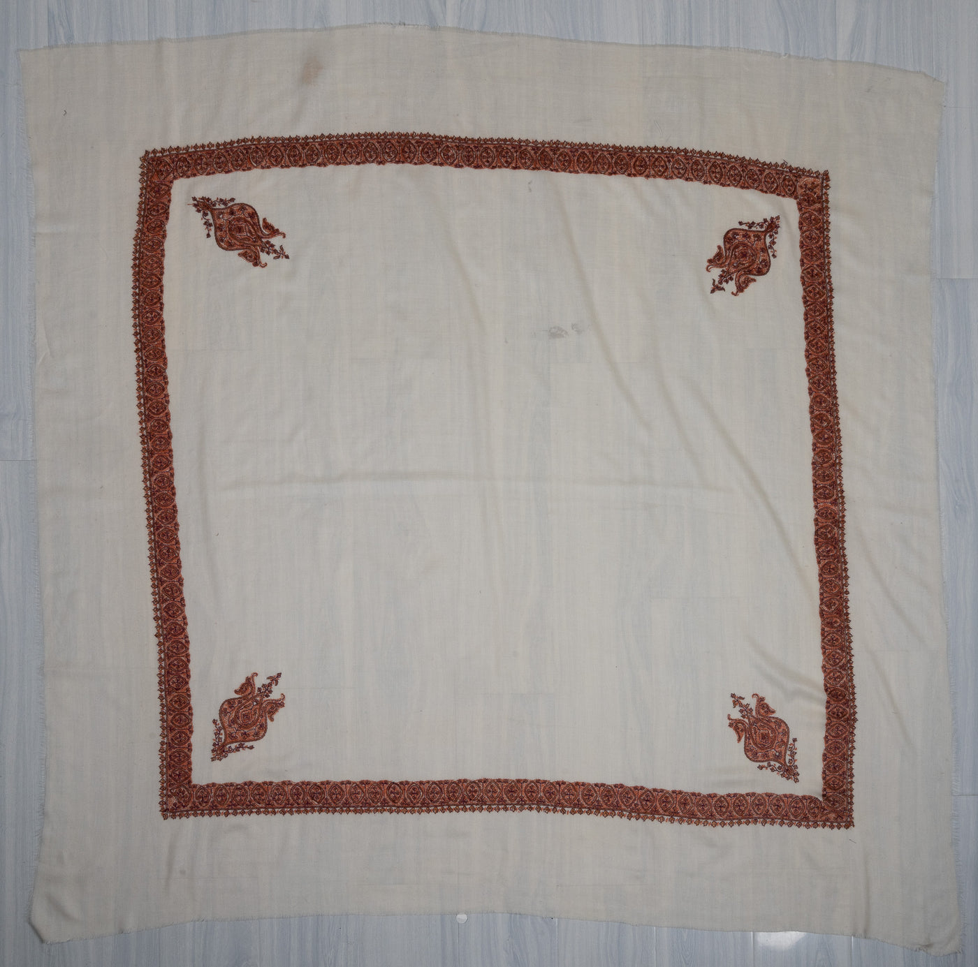 Ivory Cinnamon Rumal — Sozni Hand Embroidered