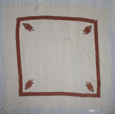 Ivory Cinnamon Rumal — Sozni Hand Embroidered