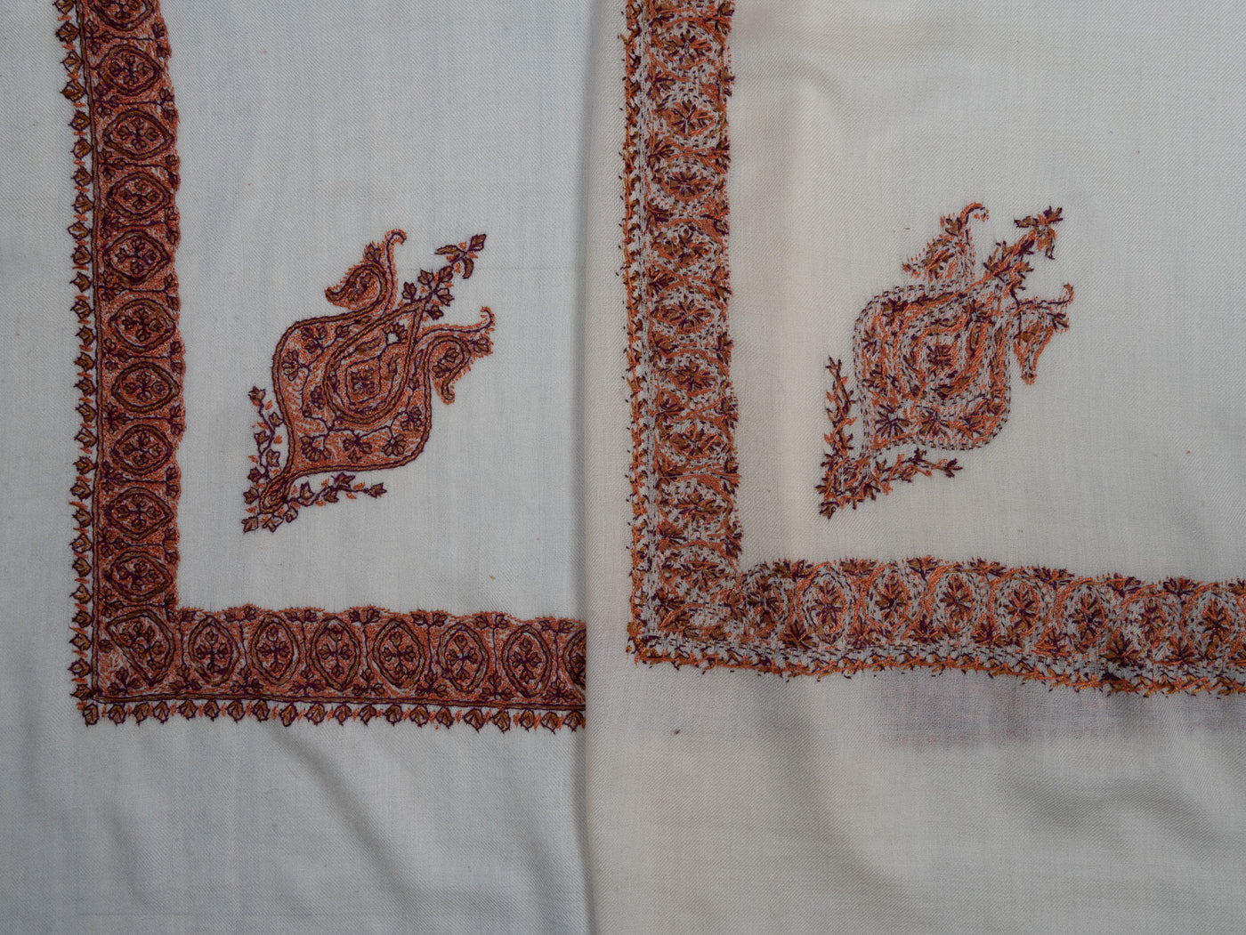 Ivory Cinnamon Rumal — Sozni Hand Embroidered