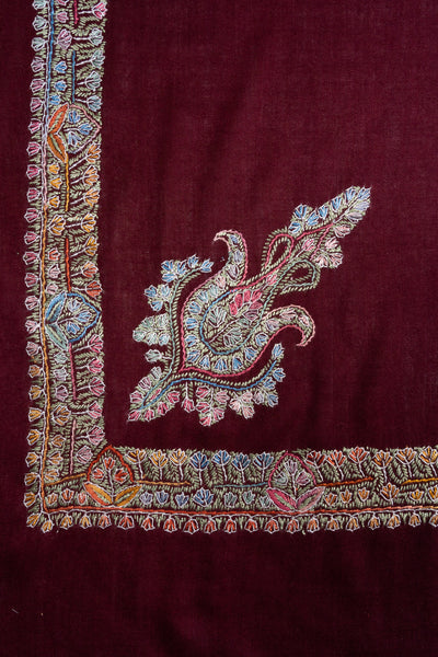Garnet Bloom Rumal — Sozni Hand Embroidered