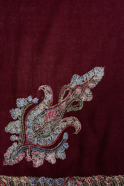 Garnet Bloom Rumal — Sozni Hand Embroidered