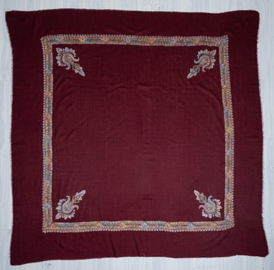Garnet Bloom Rumal — Sozni Hand Embroidered