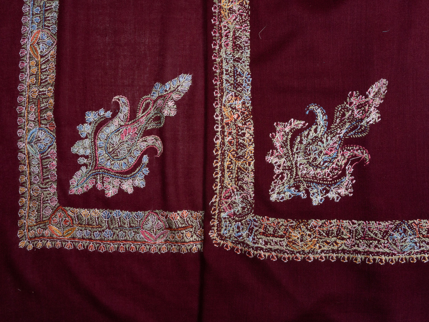 Garnet Bloom Rumal — Sozni Hand Embroidered