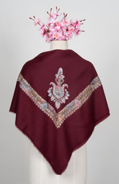 Garnet Bloom Rumal — Sozni Hand Embroidered