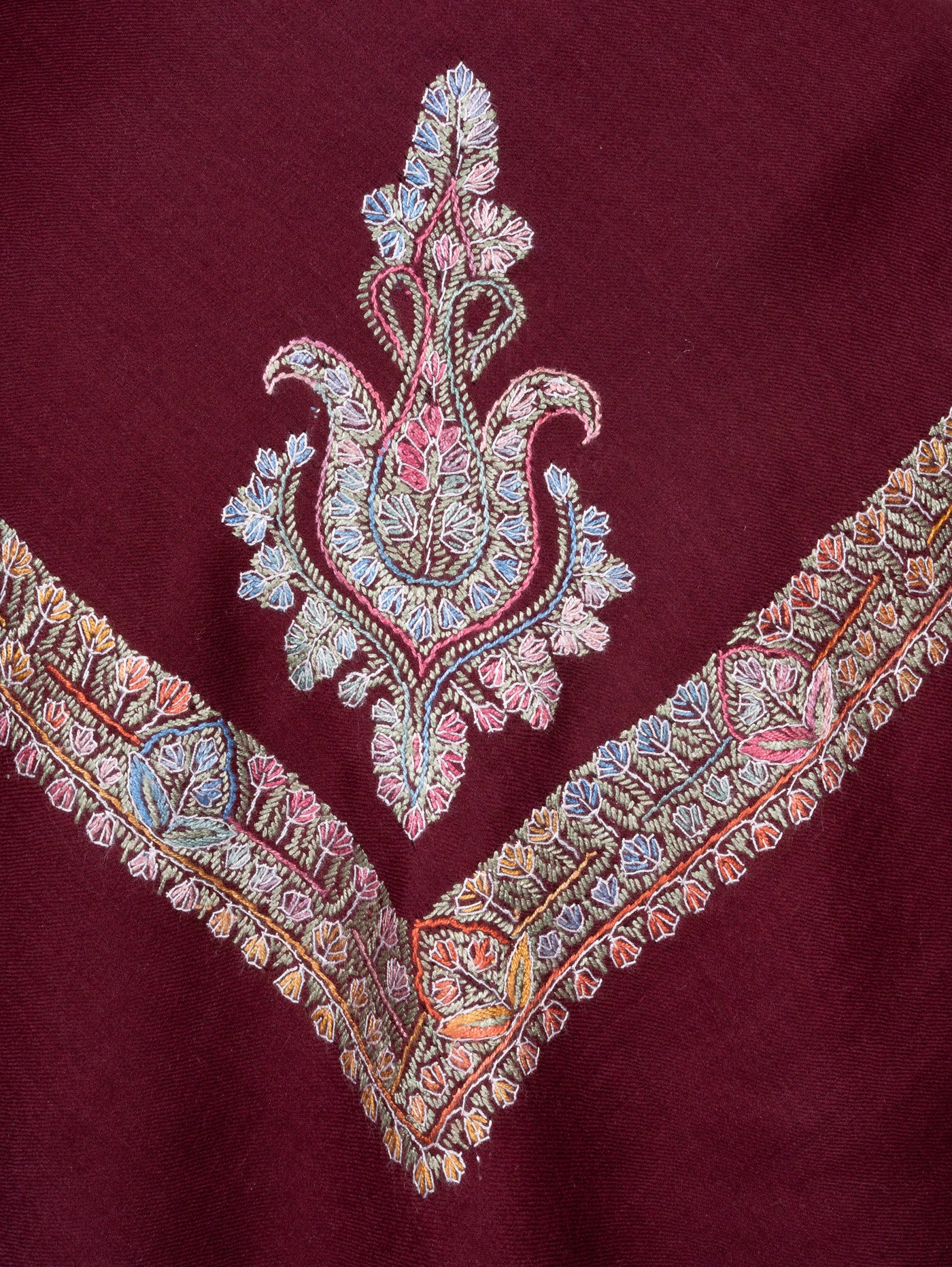 Garnet Bloom Rumal — Sozni Hand Embroidered