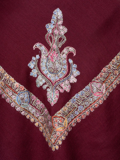 Garnet Bloom Rumal — Sozni Hand Embroidered