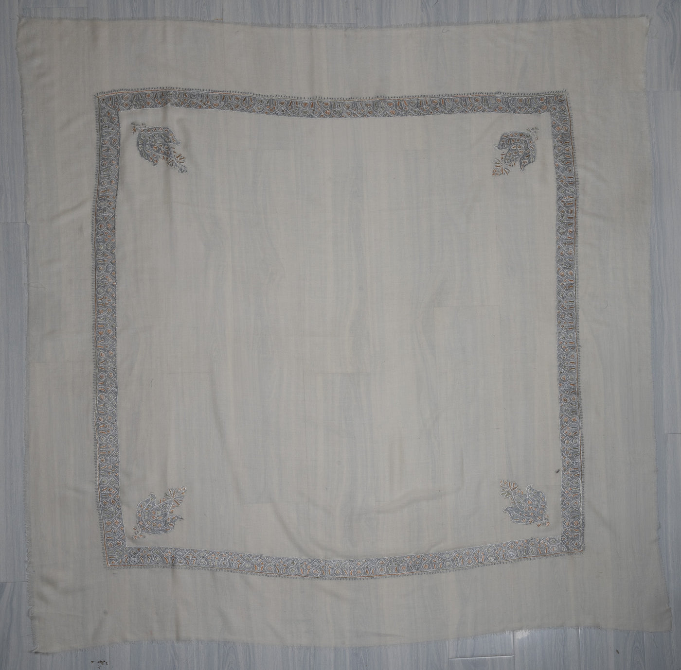 Silver Drift Rumal — Sozni Hand Embroidered