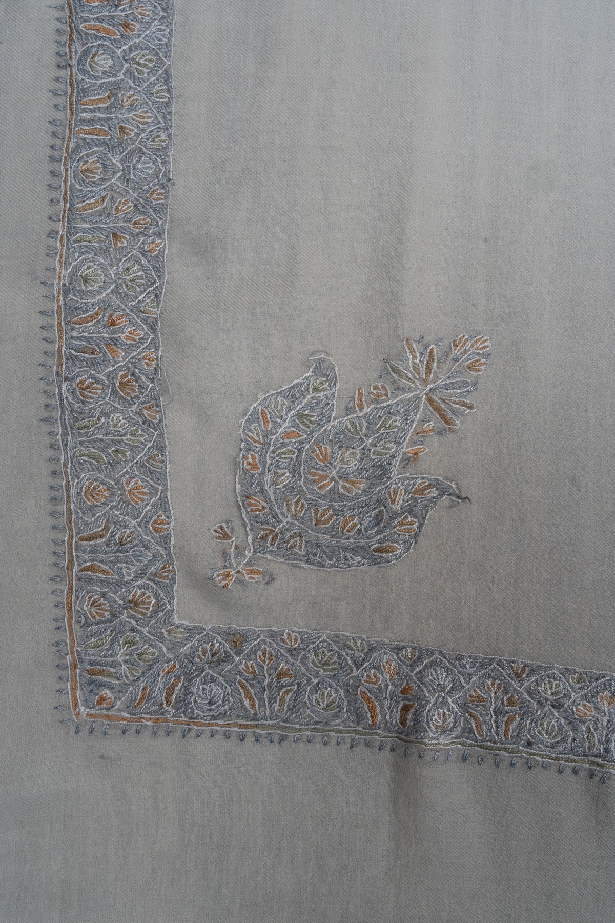 Silver Drift Rumal — Sozni Hand Embroidered