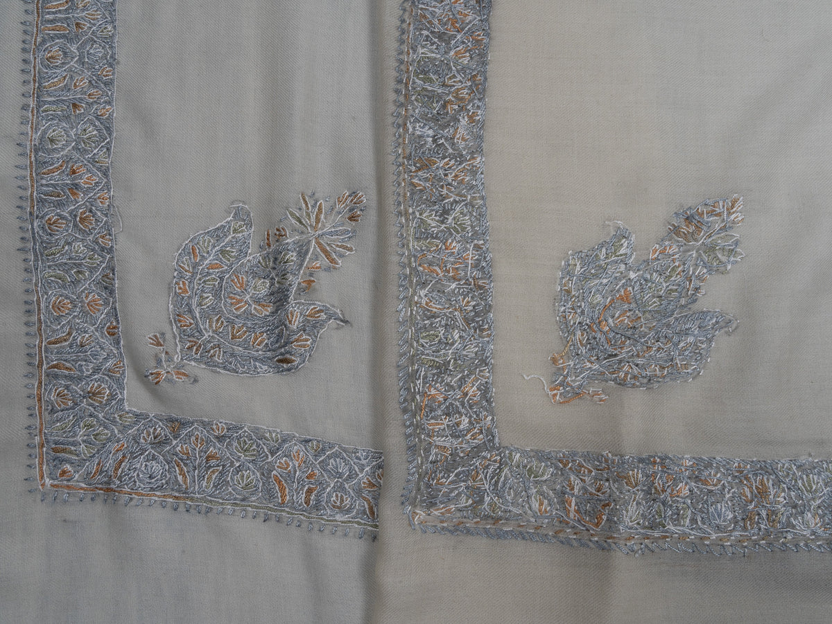 Silver Drift Rumal — Sozni Hand Embroidered