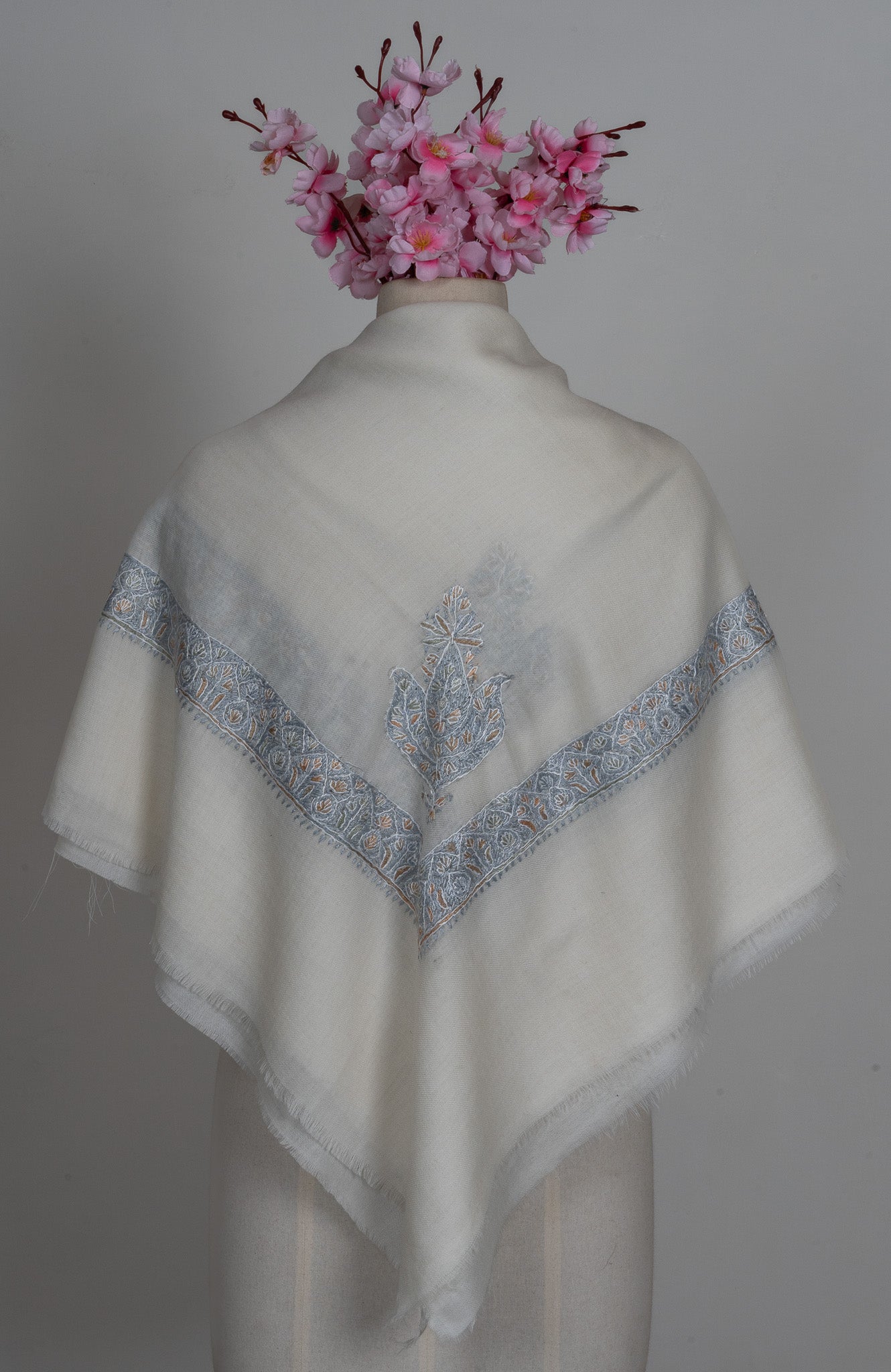 Silver Drift Rumal — Sozni Hand Embroidered