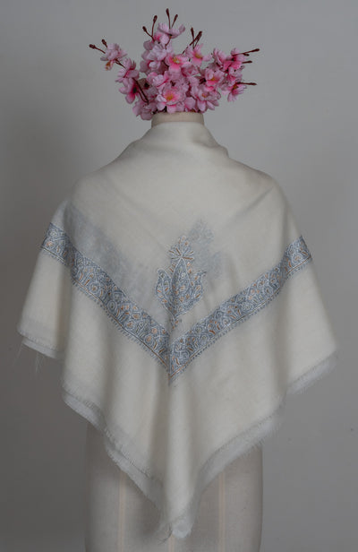 Silver Drift Rumal — Sozni Hand Embroidered