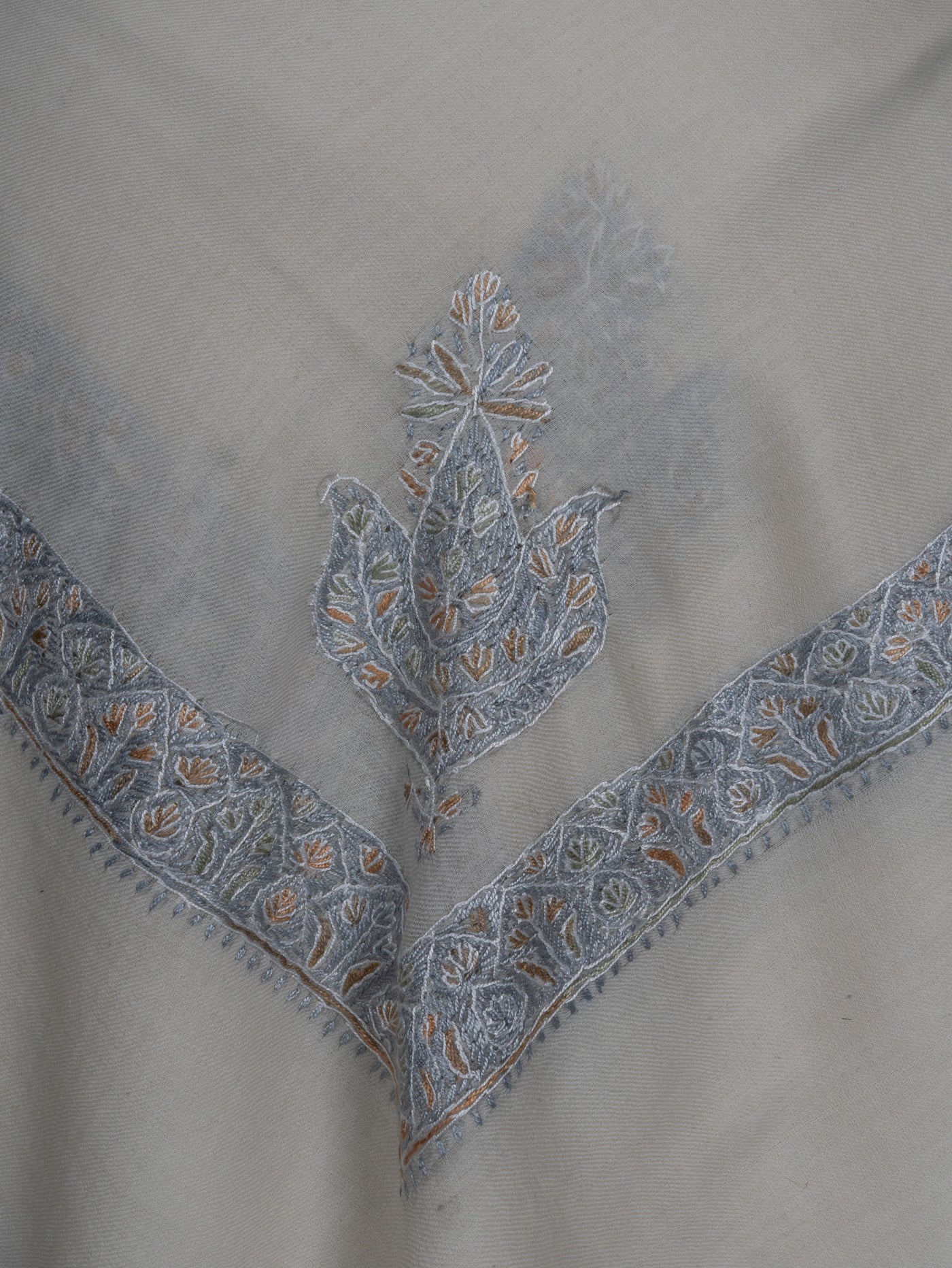 Silver Drift Rumal — Sozni Hand Embroidered
