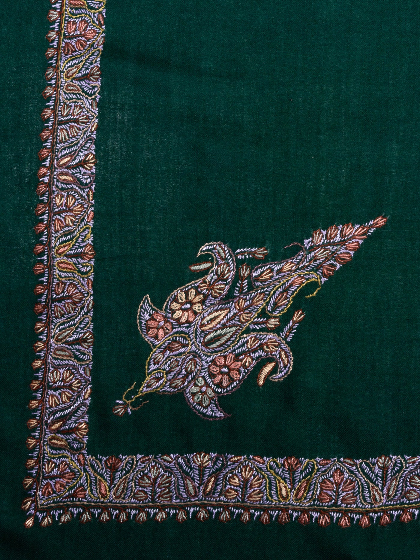 Verdant Ember Rumal — Sozni Hand Embroidered