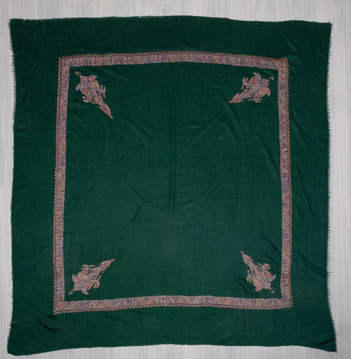 Verdant Ember Rumal — Sozni Hand Embroidered