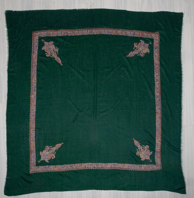 Verdant Ember Rumal — Sozni Hand Embroidered