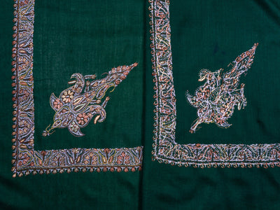 Verdant Ember Rumal — Sozni Hand Embroidered