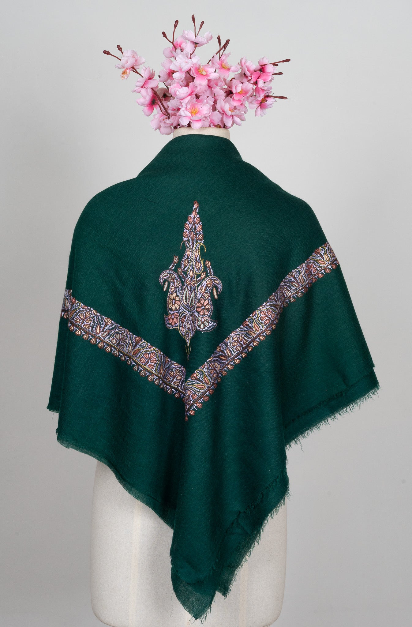 Verdant Ember Rumal — Sozni Hand Embroidered