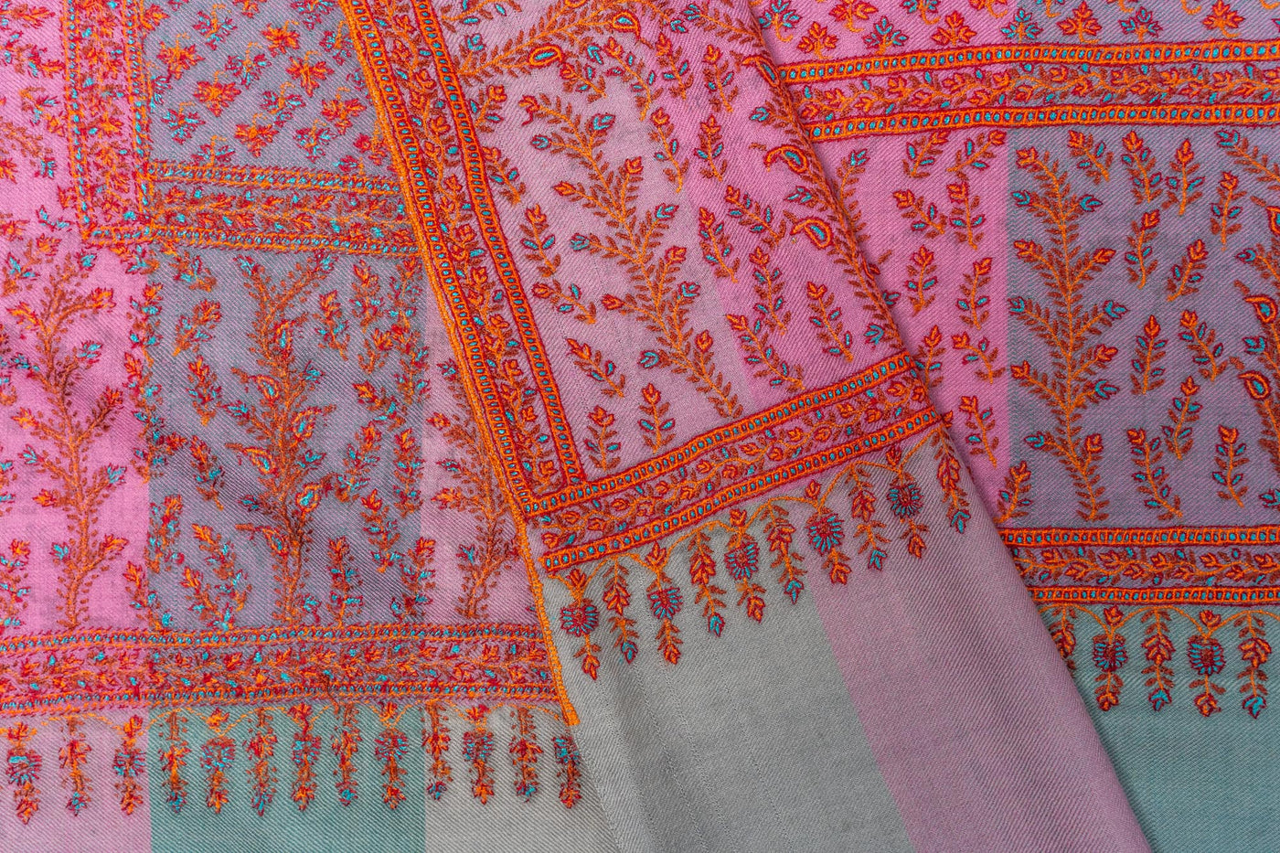 Gulzar-e-Kashmir Sozni: Pure Pashmina Jamawar Shawl with Sozni Hand-Embroidery