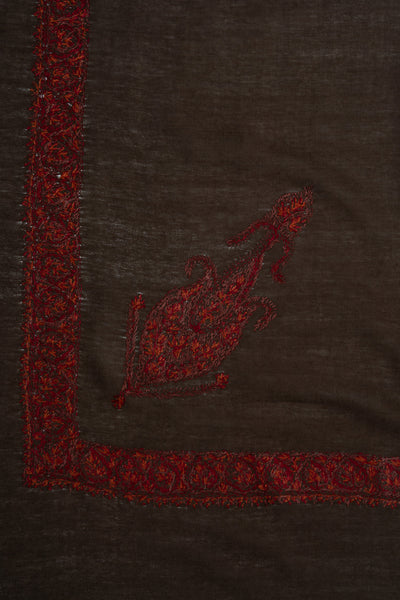 Ruby Mocha Rumal — Sozni Hand Embroidered