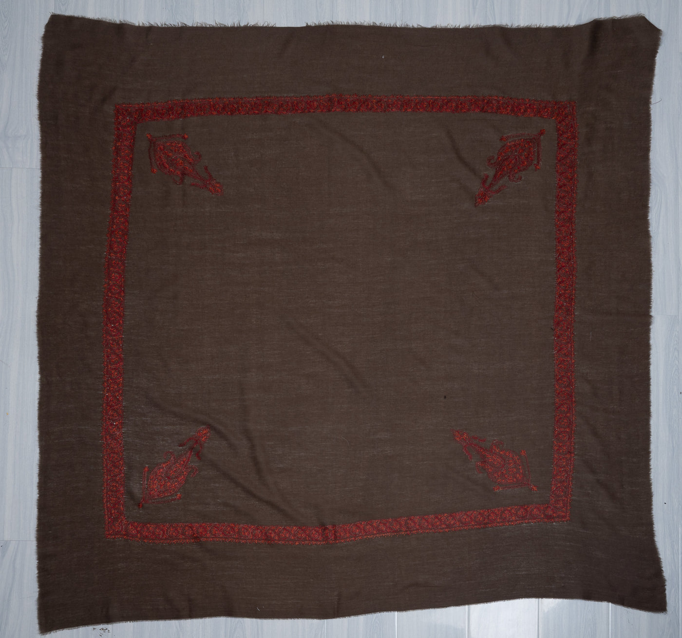 Ruby Mocha Rumal — Sozni Hand Embroidered