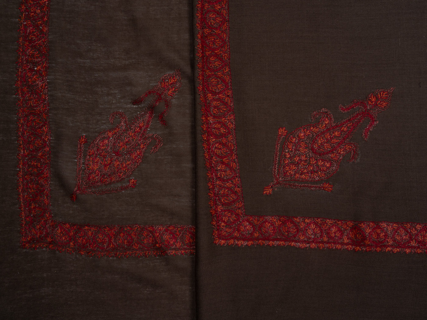 Ruby Mocha Rumal — Sozni Hand Embroidered