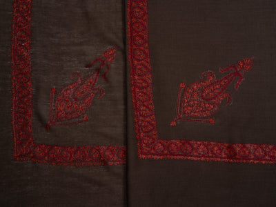 Ruby Mocha Rumal — Sozni Hand Embroidered