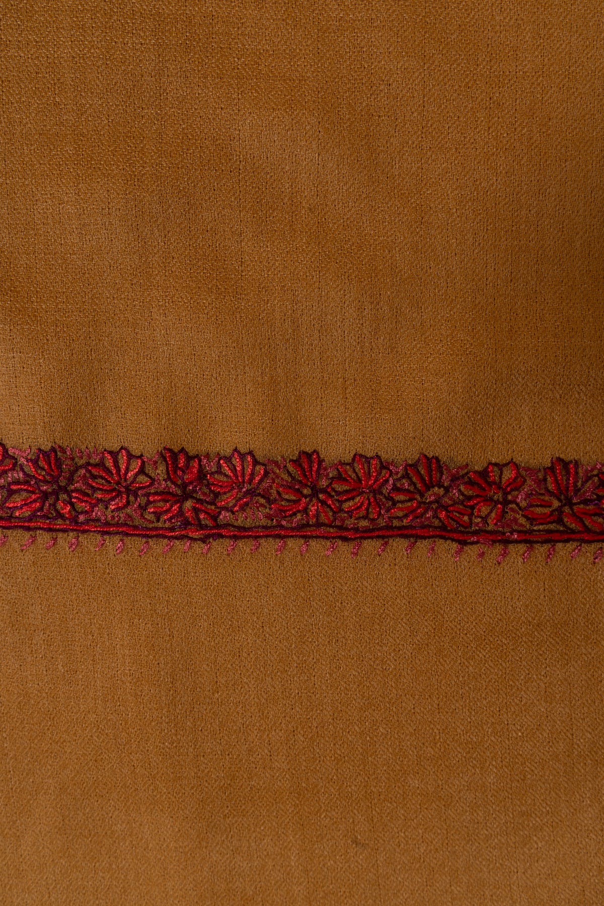 Mustard Minimal Border: Merino Wool Hand Embroidered 2.5 Yards Shawl