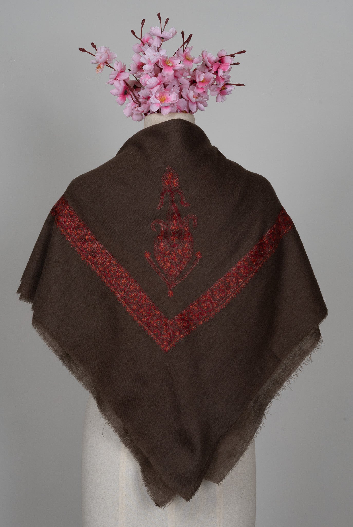 Ruby Mocha Rumal — Sozni Hand Embroidered
