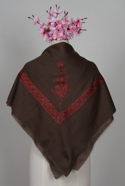 Ruby Mocha Rumal — Sozni Hand Embroidered