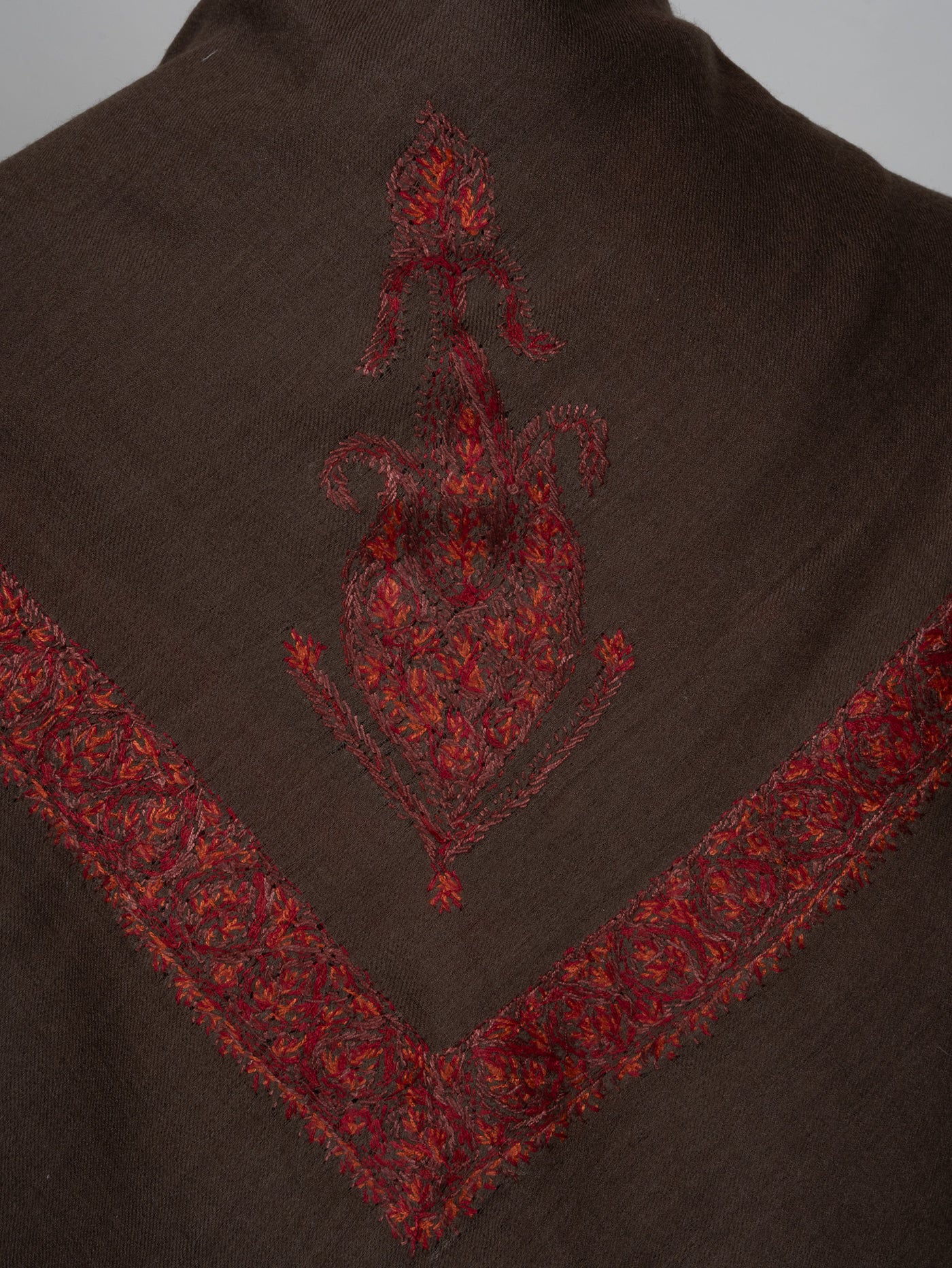Ruby Mocha Rumal — Sozni Hand Embroidered