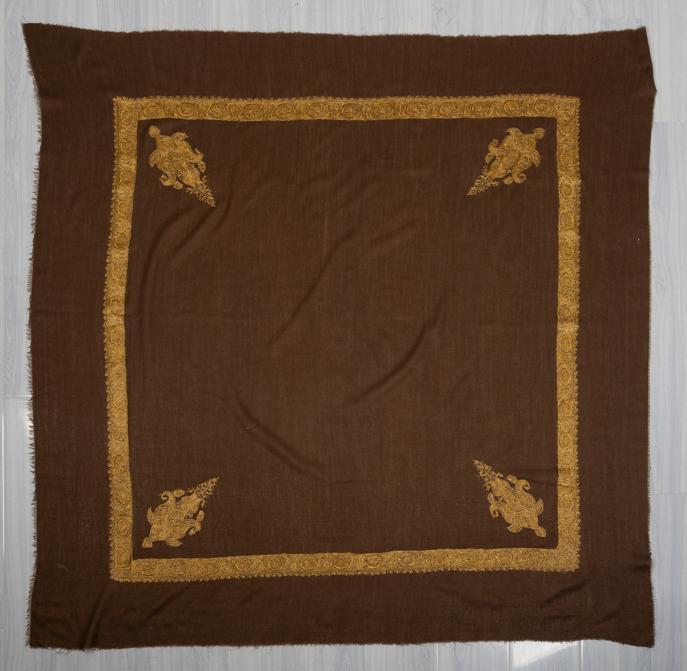 Antique Umber Rumal — Sozni Hand Embroidered